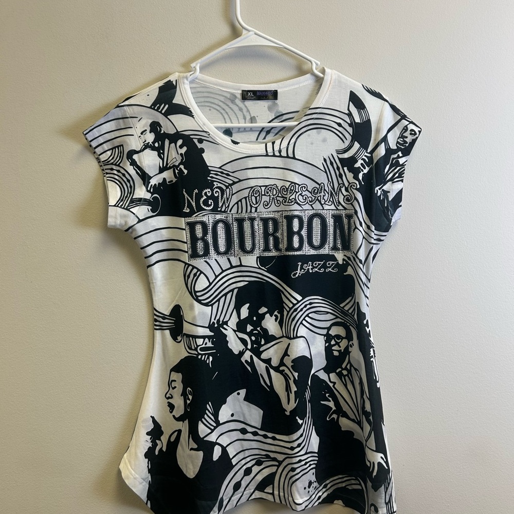 Bourbon Jazz Graphic Short Sleeve Tee - White/Black
